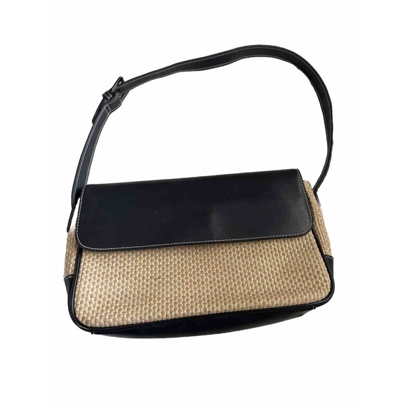 Amanda Smith Handbags - Amanda Smith Woven Weave Shoulder Bag Beach Purse Brown Pockets Leather